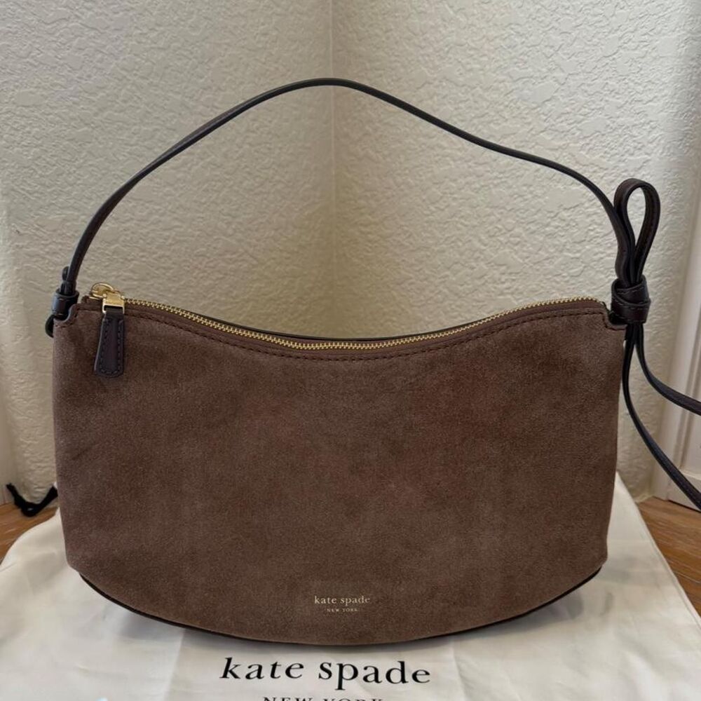 NWOT Kate Spade New York Loop Brown Suede Shoulder Bag